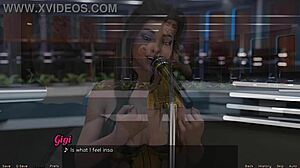 in this episode, the curvy anime character performs on stage, her big tits bouncing.