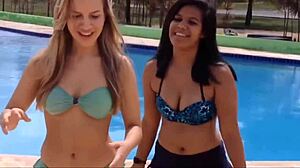 Best friends pool yoga challenge