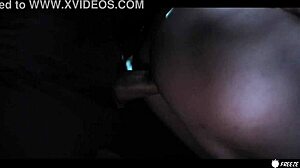 Busty chick frozen, fucked by three dudes in forest