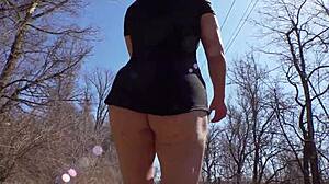 Milf Housewife In Minidress Worships Her Big Ass Outdoors With Anal Plug And Fingering