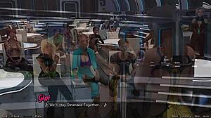 in this episode, the curvy anime character performs on stage, her big tits bouncing.