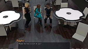 in this episode, the curvy anime character performs on stage, her big tits bouncing.