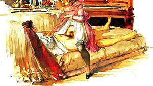 Vintage erotic drawings with sensual cartoon style