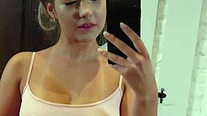 Mia piper aka hazel grace masturbates in front of mirror.