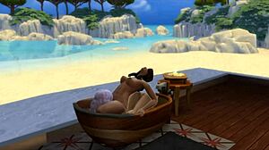 seraphina and the neighbor have fun in sims 4 bathroom