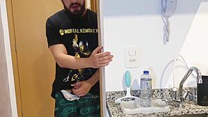 Boss Eats Trimmed Pussy In Kitchen While Bodybuilder Watches