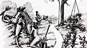 Vintage erotic drawings with sensual cartoon style