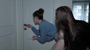 Horny Household Part 1: Step-Sisters Explore Cunilingus Inspired by Step-Parents Fucking Nearby