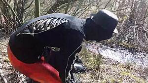 Mud Trichtern! Can You Handle This Brutal German Femdom In Latex Outdoors?