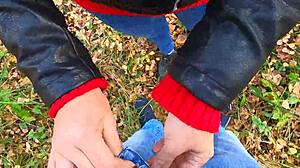 i got caught getting a risky handjob from cute nata sweet in the forest