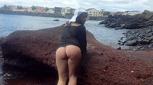 My seductive stepmom on a public beach