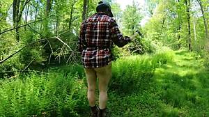 pawg lumberjack naked in the woods