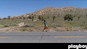 alexandra tyler poses outdoor, exposing her perfect brunette boobs