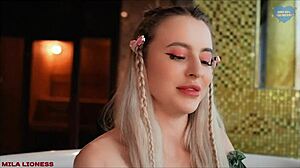 Stepsister caught in my bathroom, so I warned I'd screw her.