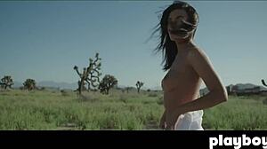 alexandra tyler poses outdoor, exposing her perfect brunette boobs