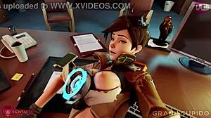 Hey, check this 3D hentai with Tracer craving big black cock!