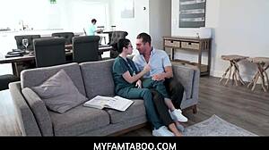 Hot brunette teen medical student Alex Coal seduces her old family friend in taboo roleplay, showing big tits