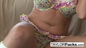 taylor plays with her favorite toy outdoors nude