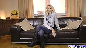 Glamour Babe Sucks Before Riding Old Cock