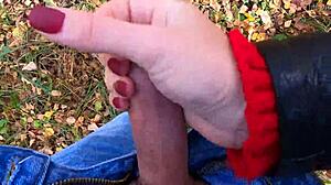 i got caught getting a risky handjob from cute nata sweet in the forest