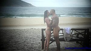 public beach banging with real amateur couple