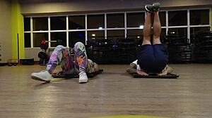 No panties at the gym—watch me bend over with raging desire!