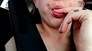 Brunette pays Uber fare by swallowing driver's full load in public.