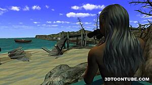 Foxy 3D Lesbian Babe Feels Intense Oral Pleasure on the Boat.