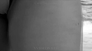 My Brazilian wife shows off on public beaches outdoors