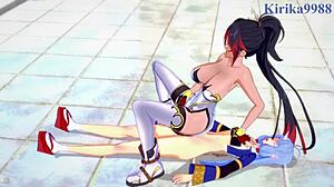 Amari Aquamarine And Kaguya Nanbu And Suzuka-Hime Intense Lesbian Play And Futanari Sex