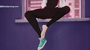 spidey gwen stacy and miles in open-window doggy action