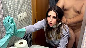 my stepfather helps me clean the bathroom