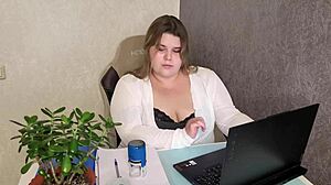 Boss fucked bbw sextresss huge ass and cum on her big juicy tits