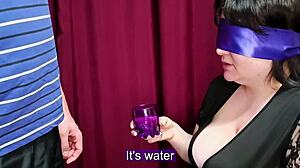 A masked woman plays a taste game with her wife and offers her sperm to drink