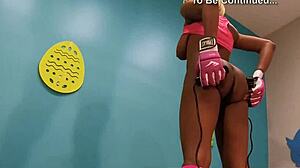 Hot ebony msnovember exercising nude in public gym!