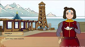 Yo, busty Korra giving a wild handjob in Four Element Trainer!