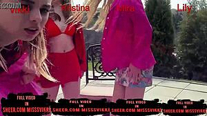 Threesome Fucks Girl With Toys And Piercing In Bath