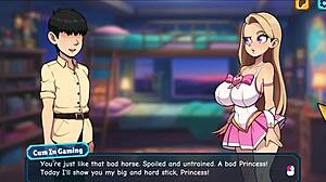 Princess Sophia strips naked in hentai game.