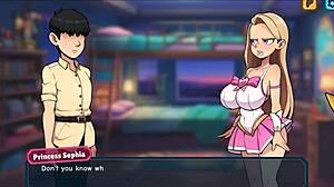 Princess Sophia strips naked in hentai game.