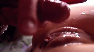 Close up of cum inside the pussy in slow motion
