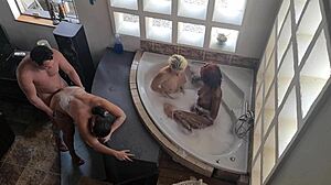 Chubby Indian Girls Dominate One Guy in Wild Reverse Gangbang Orgy