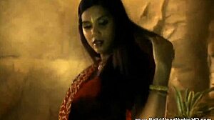 erotic chemistry builds in this indian brunette striptease