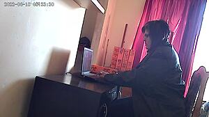 CCTV caught secretary sucking boss's cock at work, damn! 😲