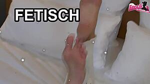 German Slut Masturbates With Stinking Salami