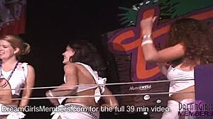 College girls flash big natural boobs in wet t-shirt contest at night club