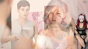 Is this beautiful blonde teen cosplayer flashing under see-through skirt?