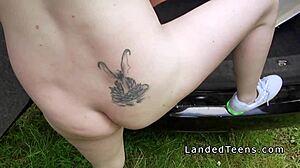 Busty Blonde Teen Bangs Stranger Outdoor