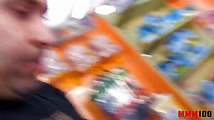 gorgeous black babe with perfect body gets double penetrated in her store, feeling horny and slapping