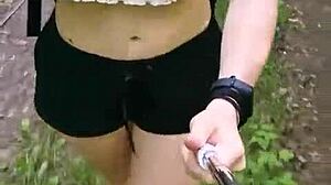 public erotica a girl with gorgeous small 18+ breasts walks in nature in short shorts and a t-shirt anna mole