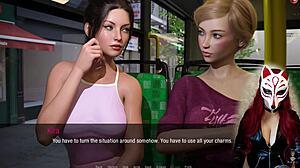 Kate in stockings and cosplay as a maid in a glamour game.